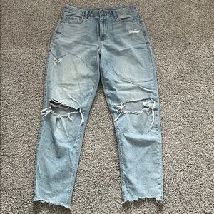 American Eagle Light Wash Curvy Mom Jeans Size 10 Long